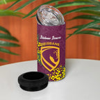 Brisbane Broncos 4 in 1 Can Cooler Tumbler Golden Wattle Floral Polynesian - Australian Flower - Rugby Mascot