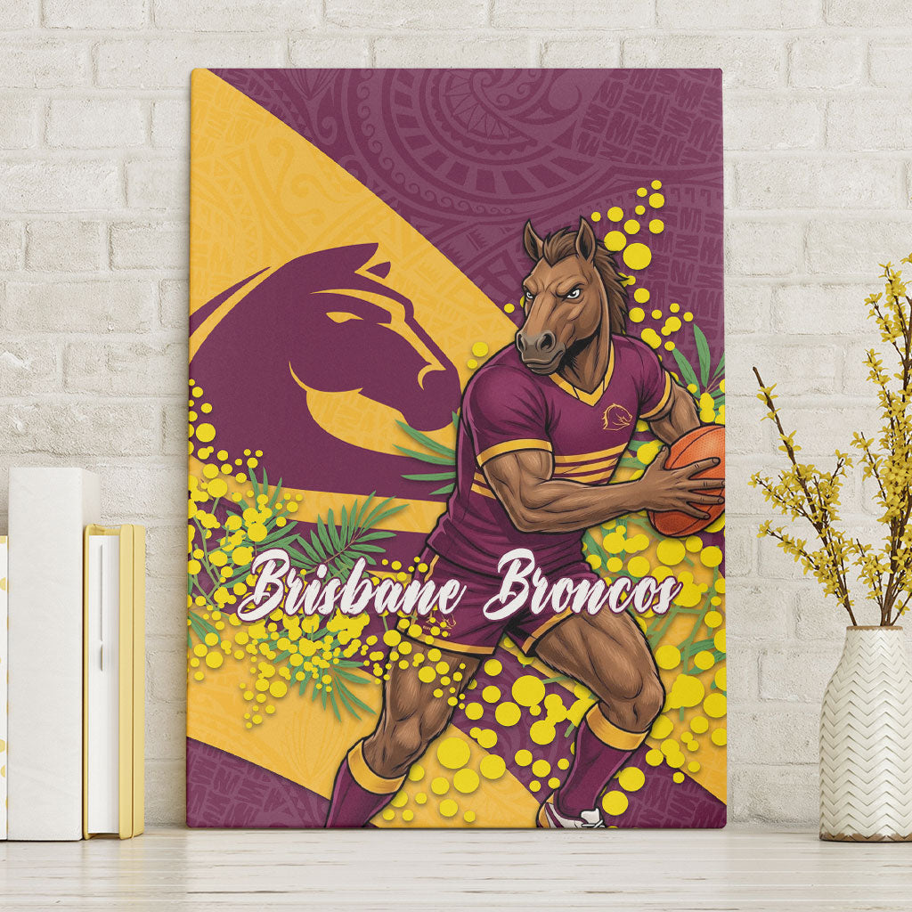 Brisbane Broncos Canvas Wall Art Golden Wattle Floral Polynesian - Australian Flower - Rugby Mascot