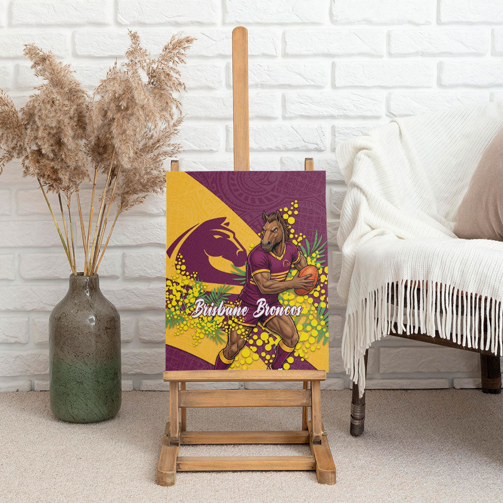 Brisbane Broncos Canvas Wall Art Golden Wattle Floral Polynesian - Australian Flower - Rugby Mascot