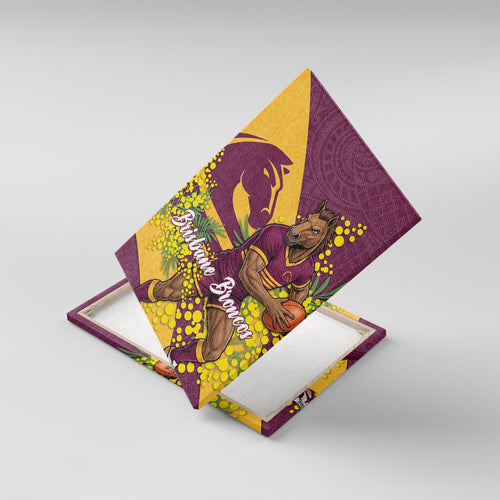 Brisbane Broncos Canvas Wall Art Golden Wattle Floral Polynesian - Australian Flower - Rugby Mascot