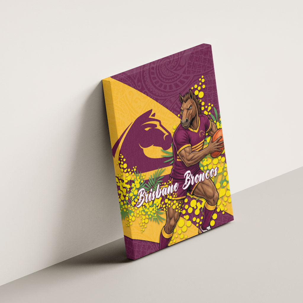 Brisbane Broncos Canvas Wall Art Golden Wattle Floral Polynesian - Australian Flower - Rugby Mascot