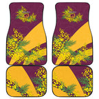 Brisbane Broncos Car Mats Golden Wattle Floral Polynesian - Australian Flower - Rugby Mascot