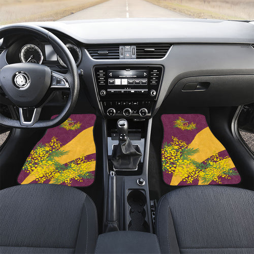 Brisbane Broncos Car Mats Golden Wattle Floral Polynesian - Australian Flower - Rugby Mascot