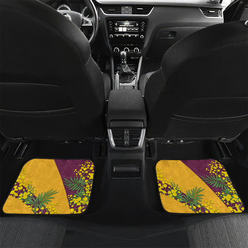 Brisbane Broncos Car Mats Golden Wattle Floral Polynesian - Australian Flower - Rugby Mascot