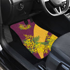Brisbane Broncos Car Mats Golden Wattle Floral Polynesian - Australian Flower - Rugby Mascot