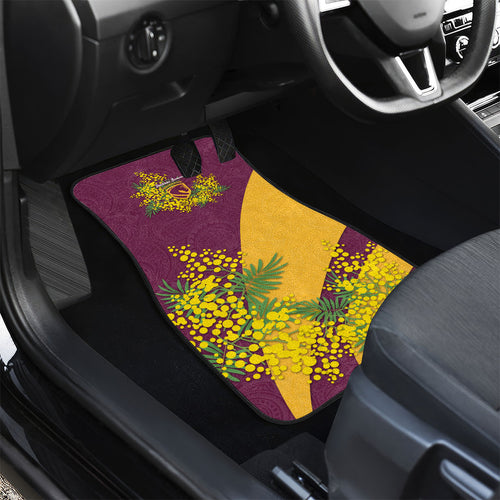 Brisbane Broncos Car Mats Golden Wattle Floral Polynesian - Australian Flower - Rugby Mascot