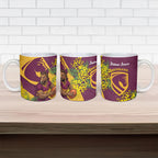 Brisbane Broncos Ceramic Mug Golden Wattle Floral Polynesian - Australian Flower - Rugby Mascot