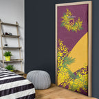 Brisbane Broncos Door Cover Golden Wattle Floral Polynesian - Australian Flower - Rugby Mascot