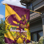 Brisbane Broncos Garden Flag Golden Wattle Floral Polynesian - Australian Flower - Rugby Mascot