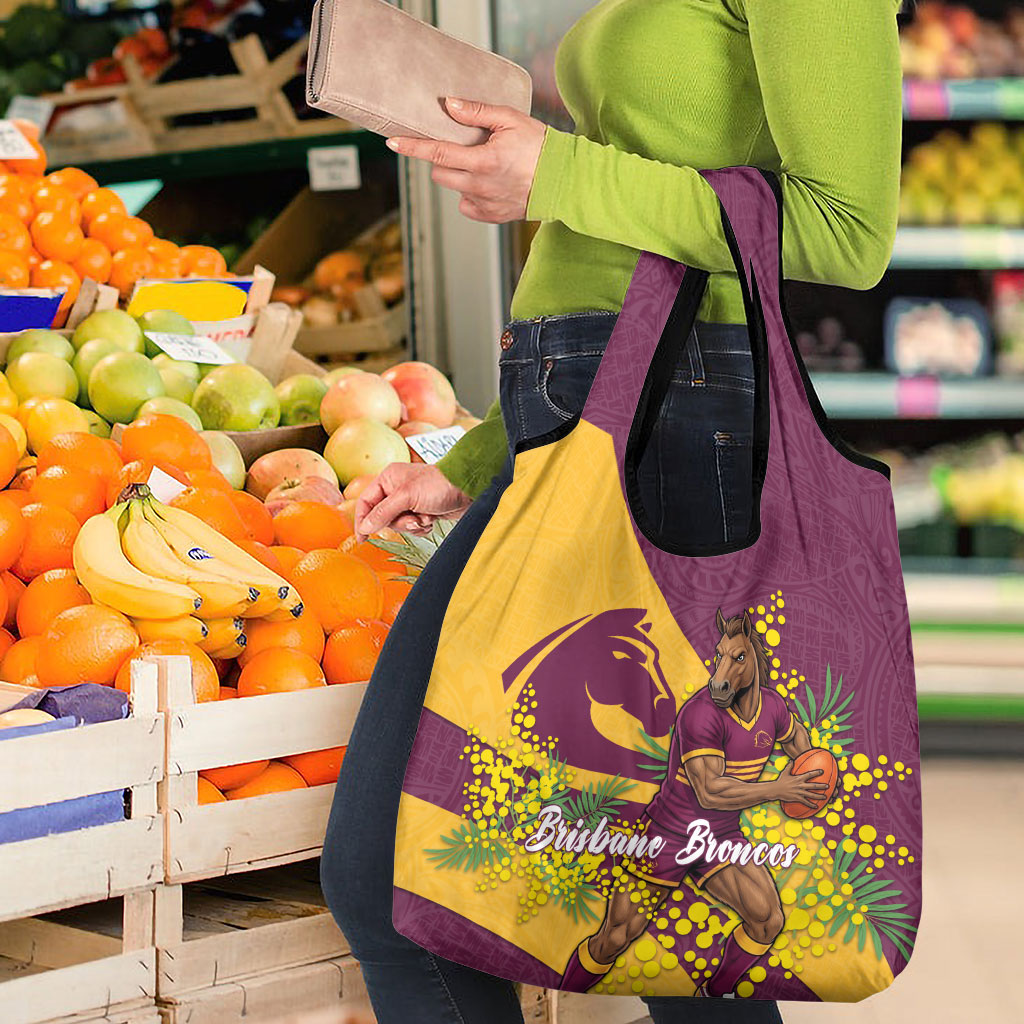 Brisbane Broncos Grocery Bag Golden Wattle Floral Polynesian - Australian Flower - Rugby Mascot