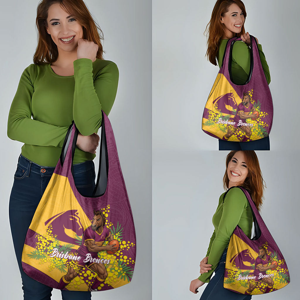 Brisbane Broncos Grocery Bag Golden Wattle Floral Polynesian - Australian Flower - Rugby Mascot