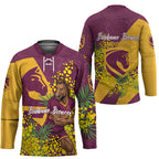 Brisbane Broncos Hockey Jersey Golden Wattle Floral Polynesian - Australian Flower - Rugby Mascot
