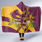 Brisbane Broncos Hooded Blanket Golden Wattle Floral Polynesian - Australian Flower - Rugby Mascot