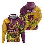 Brisbane Broncos Hoodie Golden Wattle Floral Polynesian - Australian Flower - Rugby Mascot