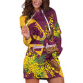 Brisbane Broncos Hoodie Dress Golden Wattle Floral Polynesian - Australian Flower - Rugby Mascot
