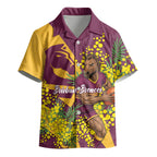Brisbane Broncos Kid Hawaiian Shirt Golden Wattle Floral Polynesian - Australian Flower - Rugby Mascot