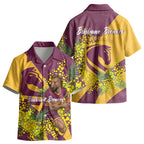 Brisbane Broncos Kid Hawaiian Shirt Golden Wattle Floral Polynesian - Australian Flower - Rugby Mascot