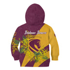 Brisbane Broncos Kid Hoodie Golden Wattle Floral Polynesian - Australian Flower - Rugby Mascot