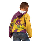 Brisbane Broncos Kid Hoodie Golden Wattle Floral Polynesian - Australian Flower - Rugby Mascot