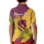 Brisbane Broncos Kid Polo Shirt Golden Wattle Floral Polynesian - Australian Flower - Rugby Mascot