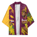 Brisbane Broncos Kimono Golden Wattle Floral Polynesian - Australian Flower - Rugby Mascot