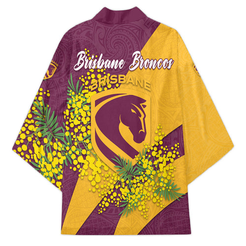 Brisbane Broncos Kimono Golden Wattle Floral Polynesian - Australian Flower - Rugby Mascot