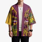 Brisbane Broncos Kimono Golden Wattle Floral Polynesian - Australian Flower - Rugby Mascot