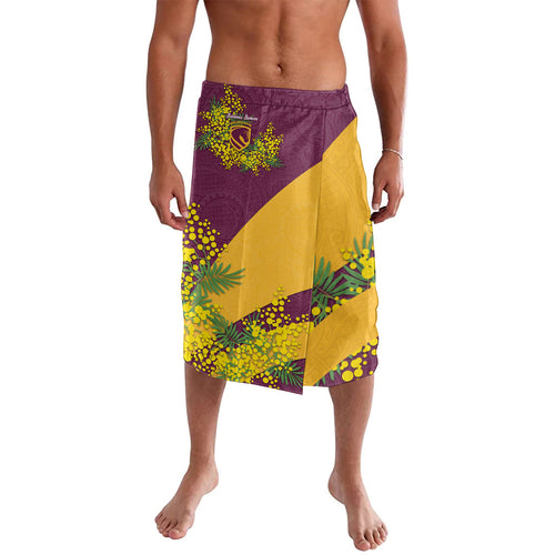 Brisbane Broncos Lavalava Golden Wattle Floral Polynesian - Australian Flower - Rugby Mascot