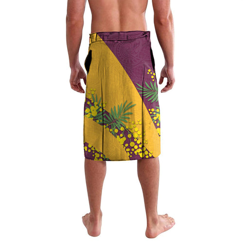 Brisbane Broncos Lavalava Golden Wattle Floral Polynesian - Australian Flower - Rugby Mascot