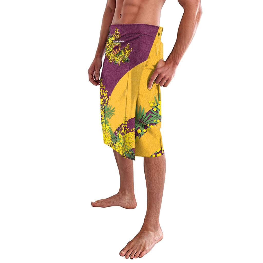 Brisbane Broncos Lavalava Golden Wattle Floral Polynesian - Australian Flower - Rugby Mascot