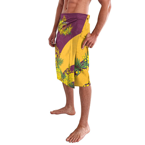 Brisbane Broncos Lavalava Golden Wattle Floral Polynesian - Australian Flower - Rugby Mascot