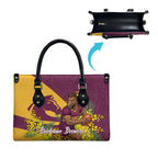 Brisbane Broncos Leather Bag Golden Wattle Floral Polynesian - Australian Flower - Rugby Mascot