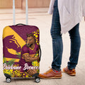 Brisbane Broncos Luggage Cover Golden Wattle Floral Polynesian - Australian Flower - Rugby Mascot