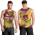 Brisbane Broncos Men Tank Top Golden Wattle Floral Polynesian - Australian Flower - Rugby Mascot