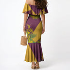 Brisbane Broncos Mermaid Dress Golden Wattle Floral Polynesian - Australian Flower - Rugby Mascot