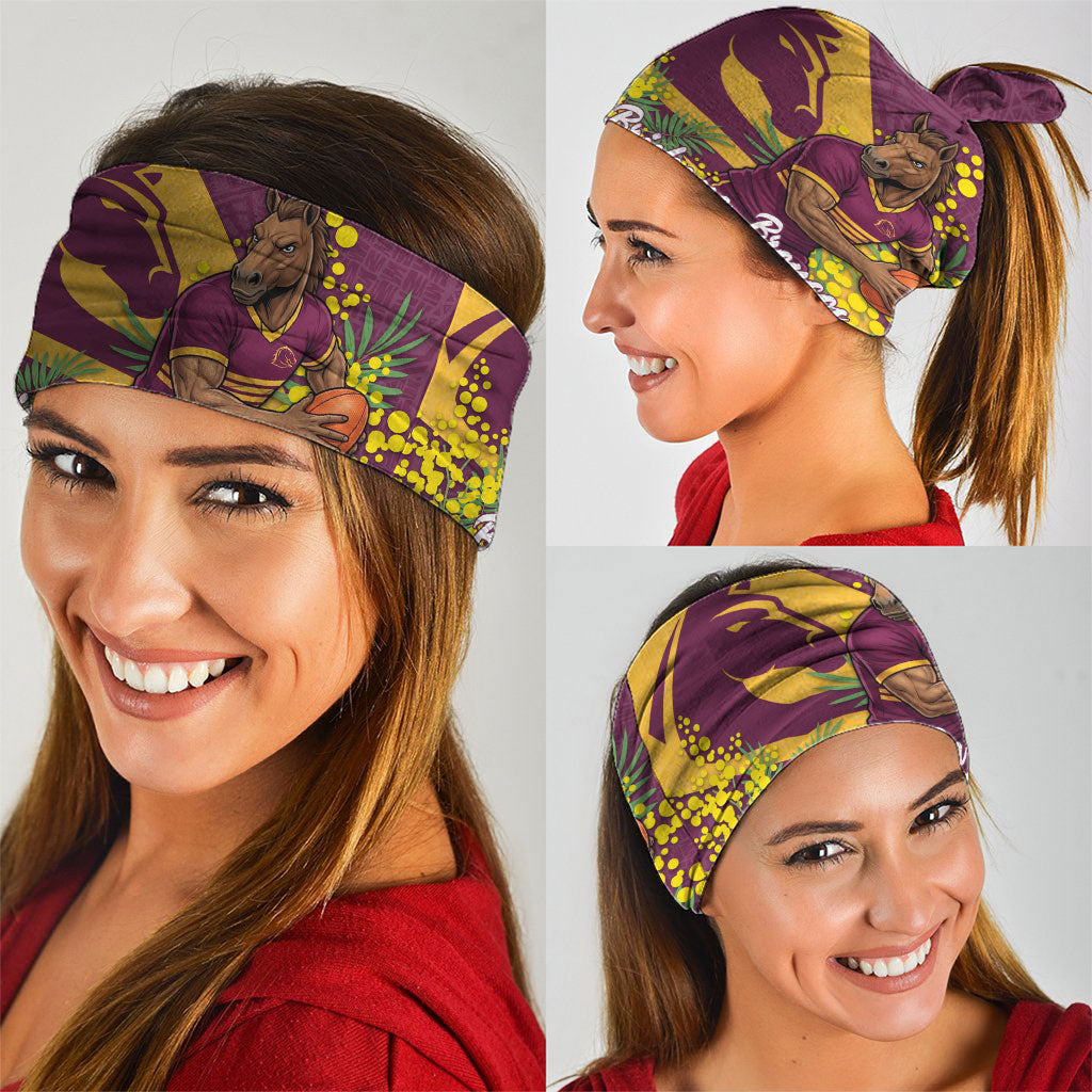 Brisbane Broncos Neck Gaiter Golden Wattle Floral Polynesian - Australian Flower - Rugby Mascot