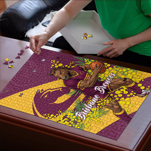 Brisbane Broncos Puzzle Golden Wattle Floral Polynesian - Australian Flower - Rugby Mascot