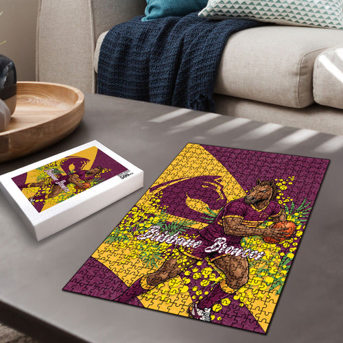 Brisbane Broncos Puzzle Golden Wattle Floral Polynesian - Australian Flower - Rugby Mascot