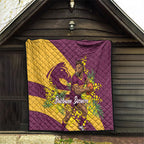 Brisbane Broncos Quilt Golden Wattle Floral Polynesian - Australian Flower - Rugby Mascot