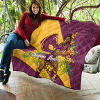 Brisbane Broncos Quilt Golden Wattle Floral Polynesian - Australian Flower - Rugby Mascot