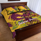 Brisbane Broncos Quilt Bed Set Golden Wattle Floral Polynesian - Australian Flower - Rugby Mascot
