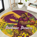 Brisbane Broncos Round Carpet Golden Wattle Floral Polynesian - Australian Flower - Rugby Mascot