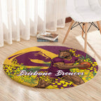 Brisbane Broncos Round Carpet Golden Wattle Floral Polynesian - Australian Flower - Rugby Mascot