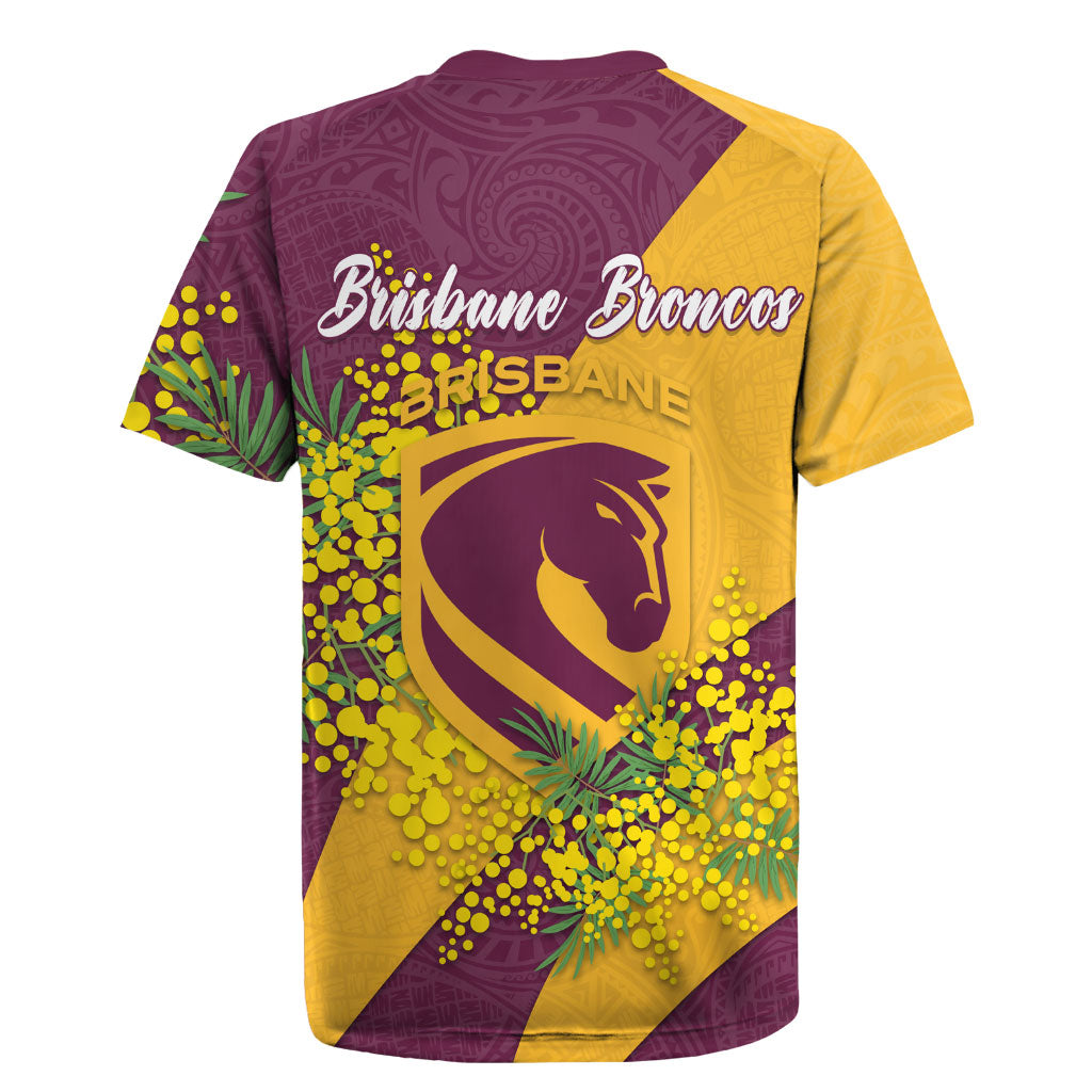 Brisbane Broncos Rugby Jersey Golden Wattle Floral Polynesian - Australian Flower - Rugby Mascot