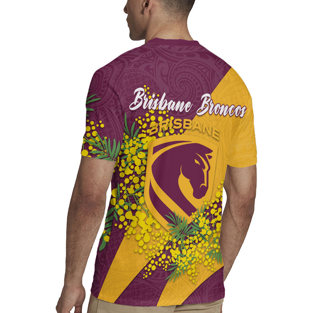 Brisbane Broncos Rugby Jersey Golden Wattle Floral Polynesian - Australian Flower - Rugby Mascot