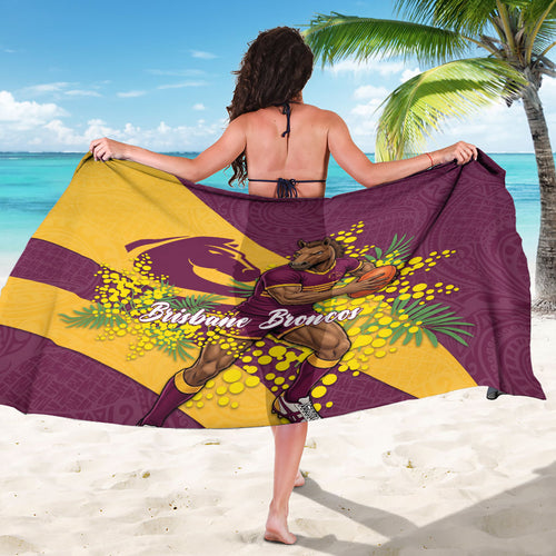 Brisbane Broncos Sarong Golden Wattle Floral Polynesian - Australian Flower - Rugby Mascot