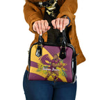 Brisbane Broncos Shoulder Handbag Golden Wattle Floral Polynesian - Australian Flower - Rugby Mascot