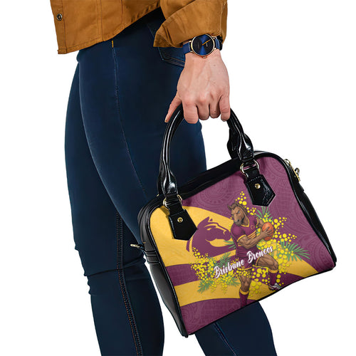 Brisbane Broncos Shoulder Handbag Golden Wattle Floral Polynesian - Australian Flower - Rugby Mascot