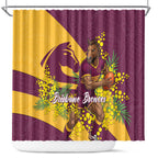 Brisbane Broncos Shower Curtain Golden Wattle Floral Polynesian - Australian Flower - Rugby Mascot