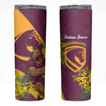 Brisbane Broncos Skinny Tumbler Golden Wattle Floral Polynesian - Australian Flower - Rugby Mascot